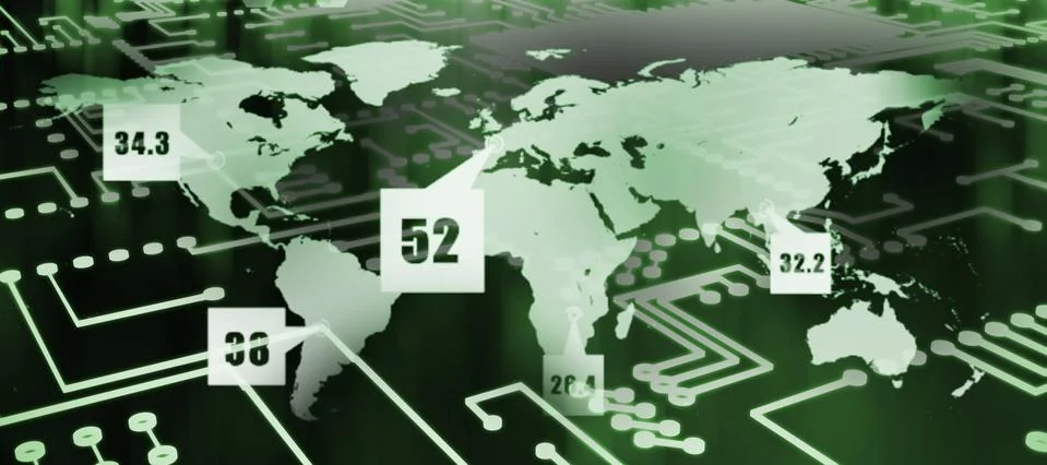 Composite image of digitally generated image of blue circuit board Stock Illustration