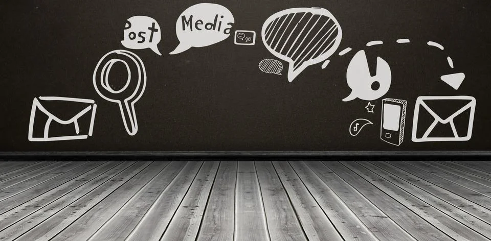 Composite image of digitally generated image of social media icons イラスト素材