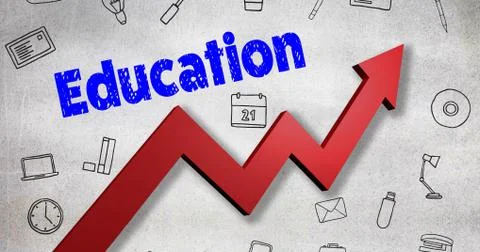 Composite image of digitally generated image of education text Stock Illustration