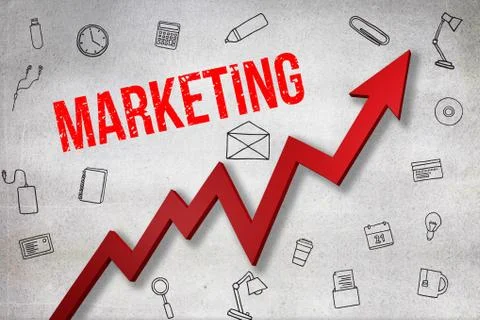 Composite image of digitally generated image of marketing text Stock Illustration