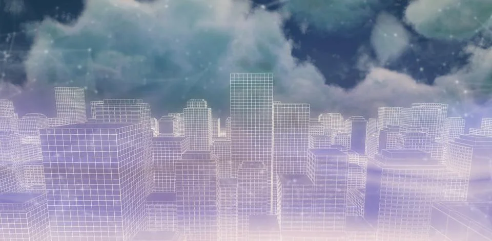 Composite image of digitally generated image of cityscape Stock Illustration