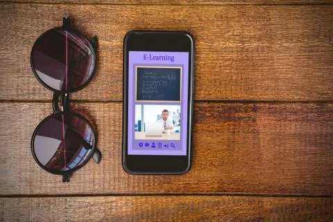 Composite image of digitally generated image of e-learning interface Illustrazione stock