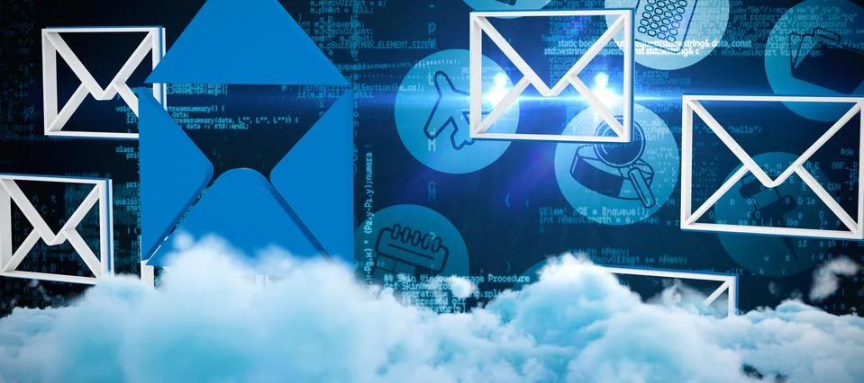 Composite image of digitally generated image of fluffy clouds 스톡 일러스트