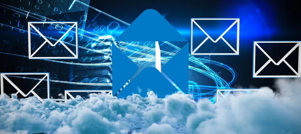 Composite image of digitally generated image of dark storm clouds Stockillustratie