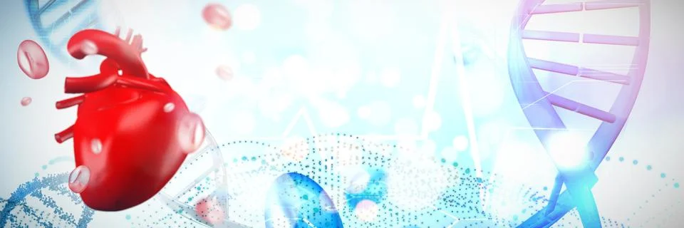 Composite image of digitally generated image of heart 스톡 일러스트