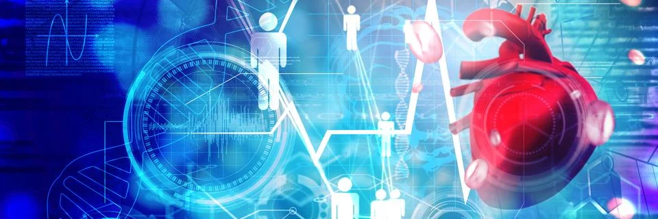 Composite image of digitally generated image of a heart 스톡 일러스트