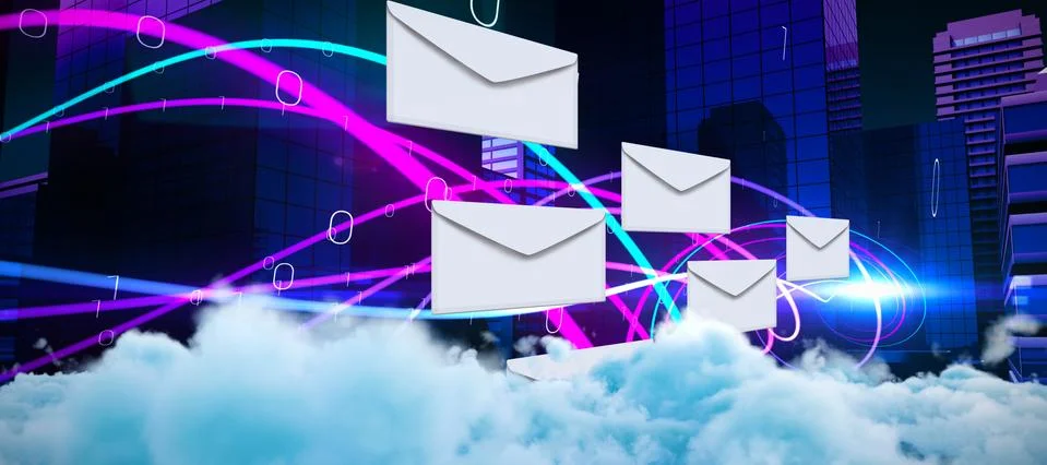 Composite image of digitally generated image of fluffy clouds Stock Illustration