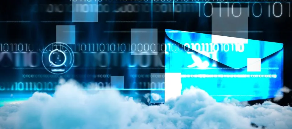 Composite image of digitally generated image of fluffy clouds Illustrazione stock