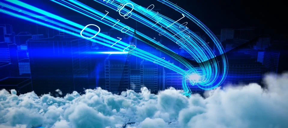 Composite image of digitally generated image of dark storm clouds Illustrazione stock