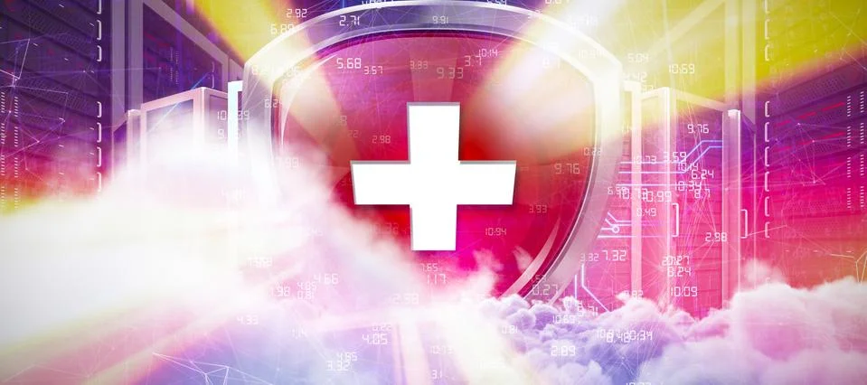 Composite image of digitally generated image of storm clouds Illustrazione stock