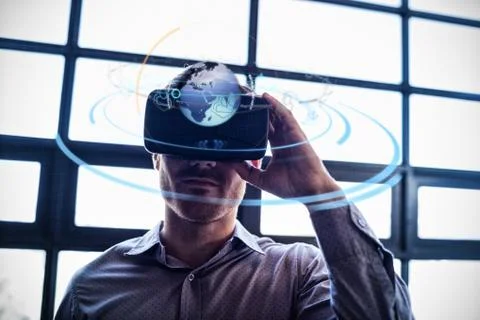 Composite image of digitally generated image of earth with social connectivity Stock Photos