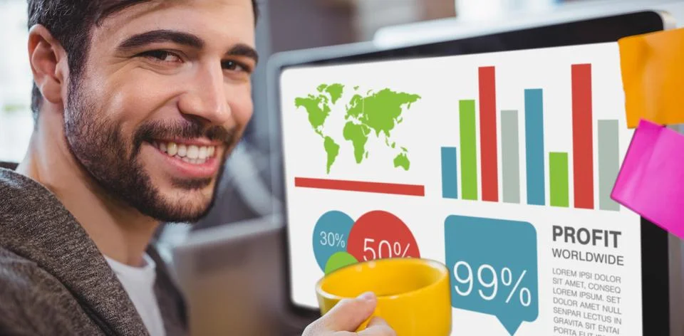 Composite image of digitally generated image of business presentation Foto stock