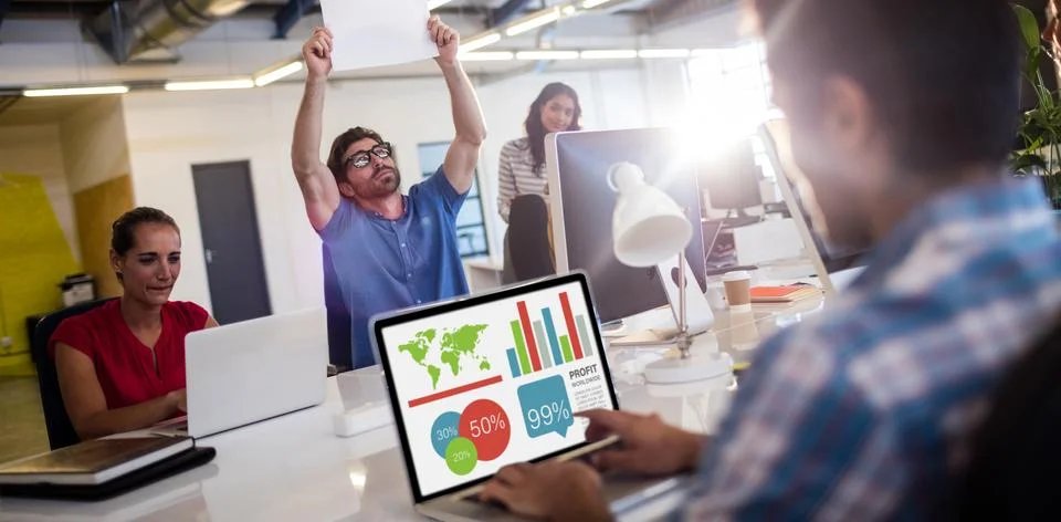 Composite image of digitally generated image of business presentation Foto stock