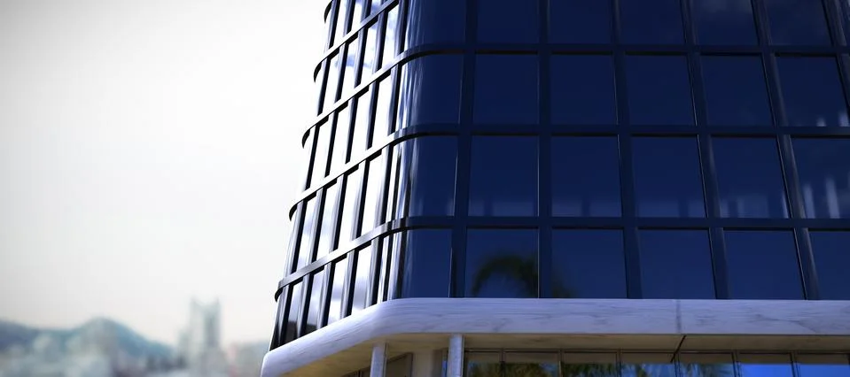 Composite image of digitally generated image ofÂ 3d office buildings Stock Photos