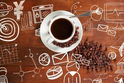 Composite image of digitally generated image of business computer icons Stock Photos