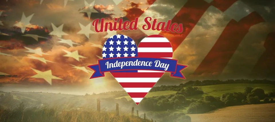 Composite image of digitally generated image of heart shape with independence Stock Photos
