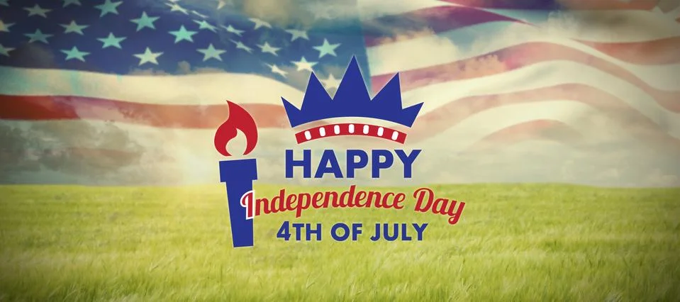 Composite image of digitally generated image of happy independence day text 库存照片