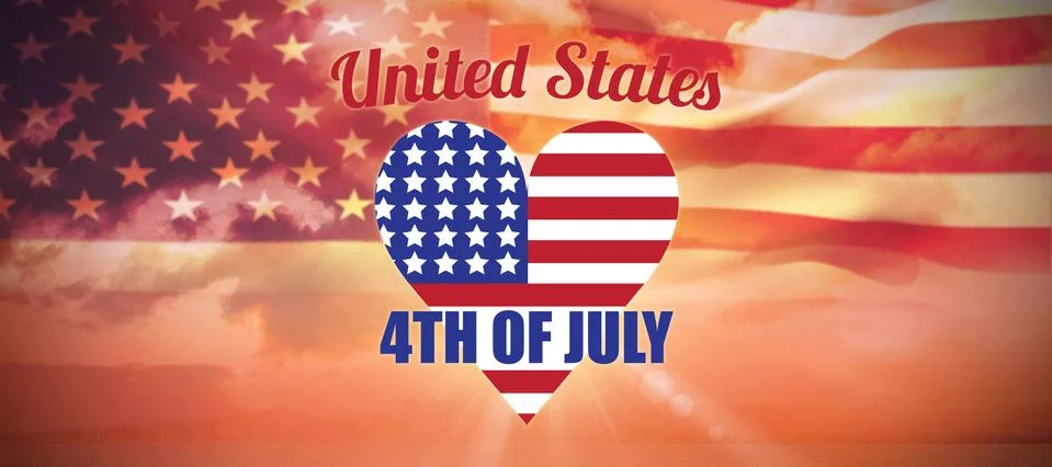 Composite image of digitally generated image of heart shape american flag with 写真素材