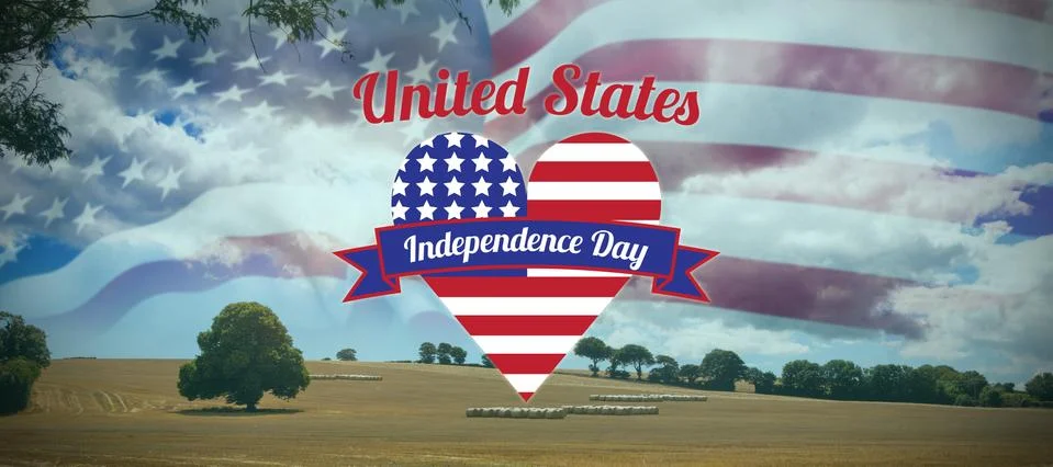 Composite image of digitally generated image of heart shape with independence Stock Photos