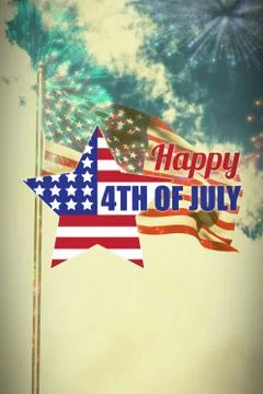 Composite image of digitally generated image of star shape american flag with 스톡 사진