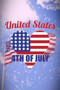 Composite image of digitally generated image of heart shape american flag with Stock Photos