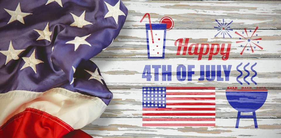 Composite image of digitally generated image of independence day decoration with Stock Photos