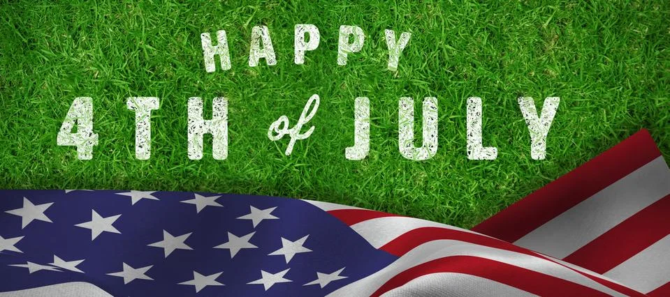 Composite image of digitally generated image of happy 4th of july text 스톡 사진