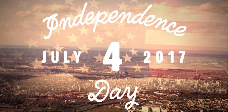 Composite image of digitally generated image of happy 4th of july message Stock Photos