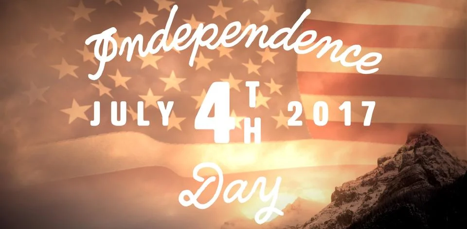 Composite image of digitally generated image of happy 4th of july message Stock Photos