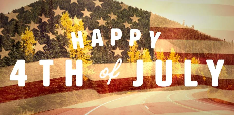 Composite image of digitally generated image of happy 4th of july text Stock Photos