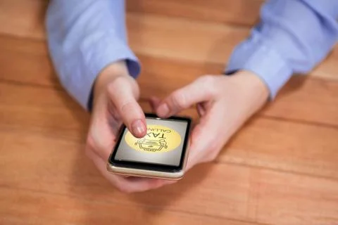 Composite image of digitally generated image of taxi calling text with icon Stock Photos