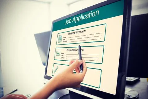 Composite image of digitally generated image of job application Foto stock