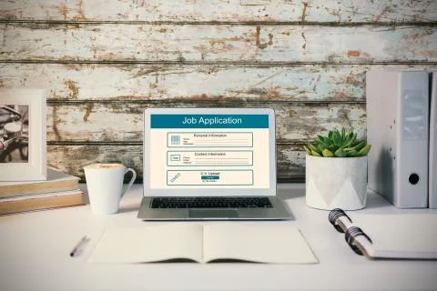 Composite image of digitally generated image of job application Stock Photos