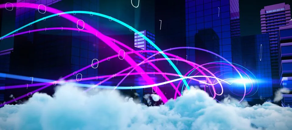 Composite image of digitally generated image of fluffy clouds Foto stock