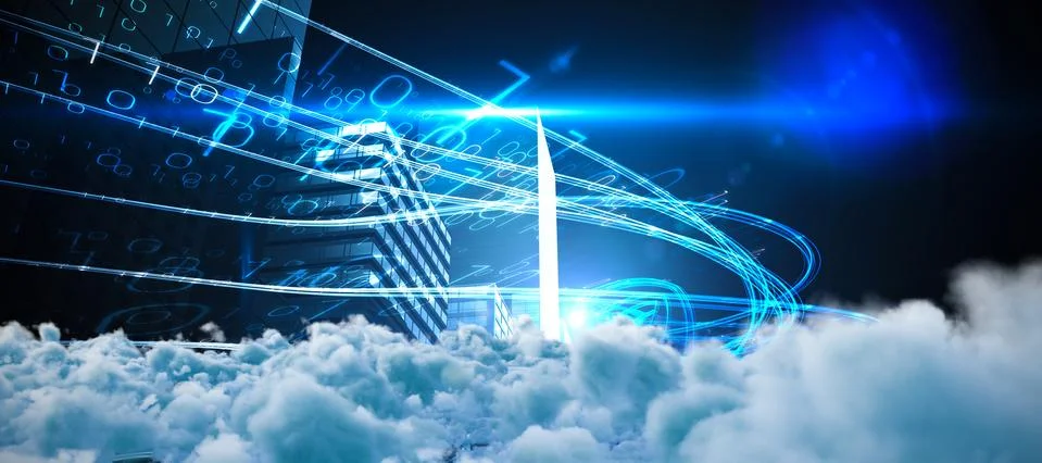 Composite image of digitally generated image of dark storm clouds 写真素材