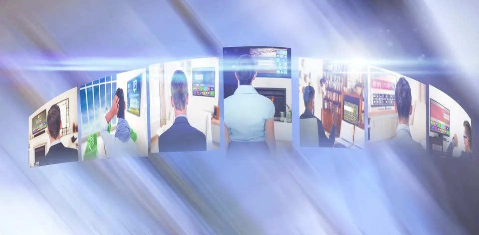 Composite image of digitally generated image of various screens representing Stock Photos