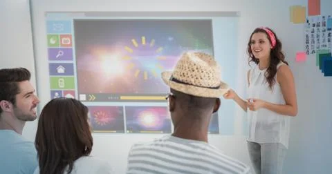 Composite image of digitally generated image of various video and icons Stock Photos