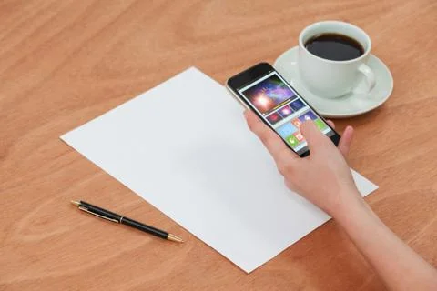 Composite image of digitally generated image of device screen Foto stock