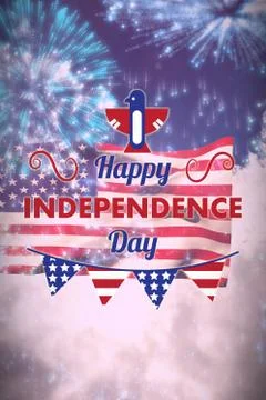 Composite image of digitally generated image of happy independence day text with 스톡 사진