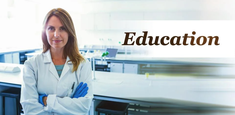 Composite image of digitally generated image of education text Stock Photos