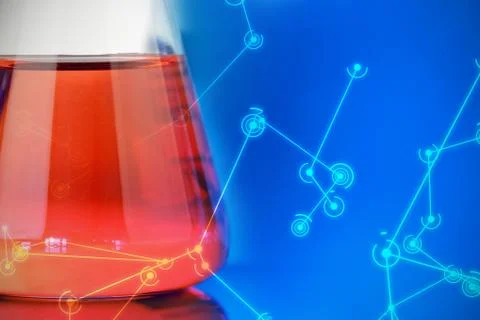 Composite image of digitally generated image of molecular structure on screen Stock Photos