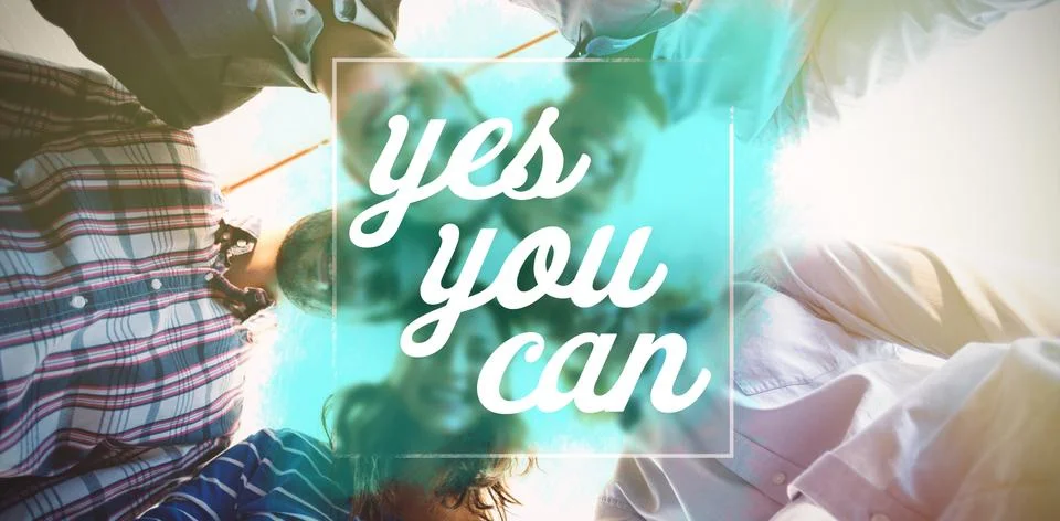 Composite image of digitally generated image of yes you can text Stock Photos