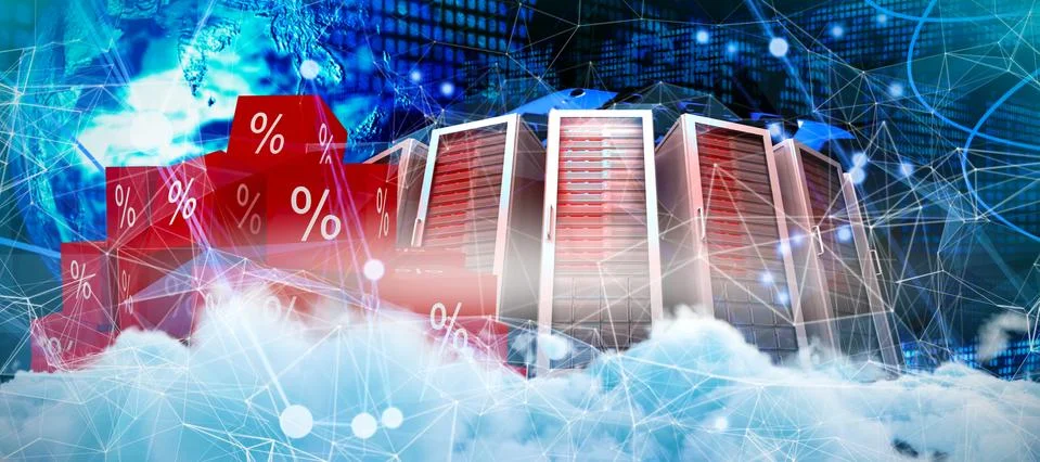 Composite image of digitally generated image of fluffy clouds 스톡 사진