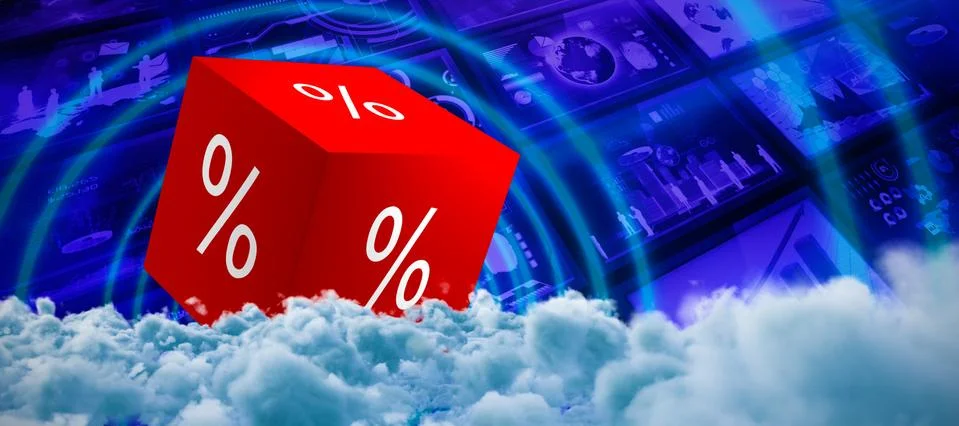 Composite image of digitally generated image of dark storm clouds Foto stock