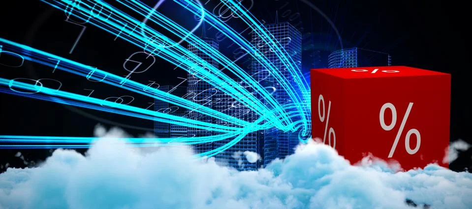 Composite image of digitally generated image of fluffy clouds Stockfoto's