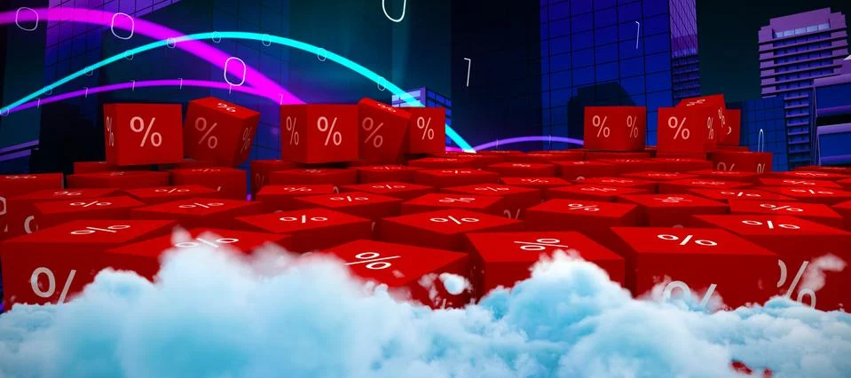 Composite image of digitally generated image of fluffy clouds Stock Photos