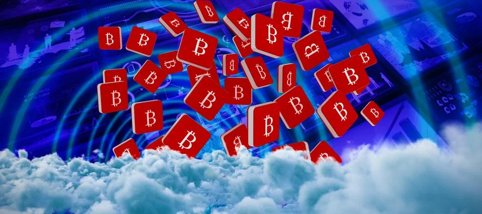 Composite image of digitally generated image of dark storm clouds Foto stock