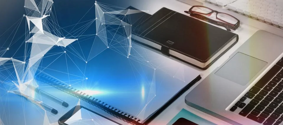 Composite image of digitally generated image of abstract pattern on screen Foto stock