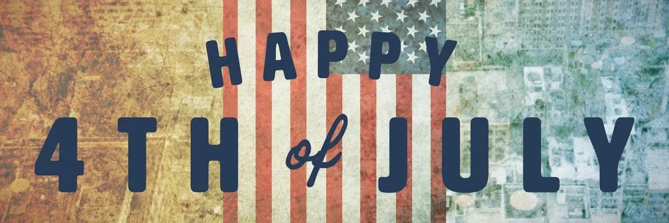 Composite image of digitally generated image of happy 4th of july text Stock Photos