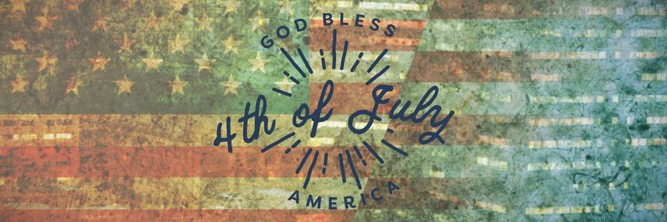 Composite image of digitally generated image of happy 4th of july message Stock Photos